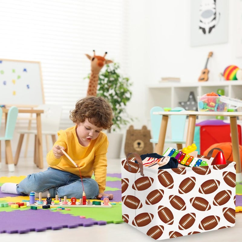 FXOCSHE FXOLCSHE Rectangular Football Basket,Toy Organizer,Gift basket with handles,Kids Toys Storage Basket,Gift Box,Room decor (Footballs) - Image 4